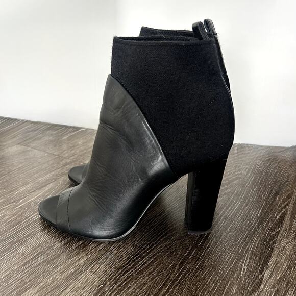 Vince Aren Black Leather Wool Open Toe Heeled Booties Size 8 Made in Italy EUC - Picture 8 of 14